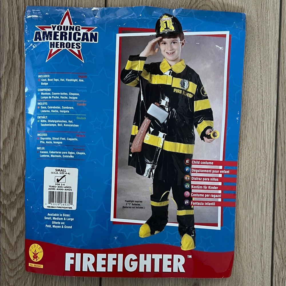 EUC - Rubie's Firefighter Costume for Kids - Black and Yellow